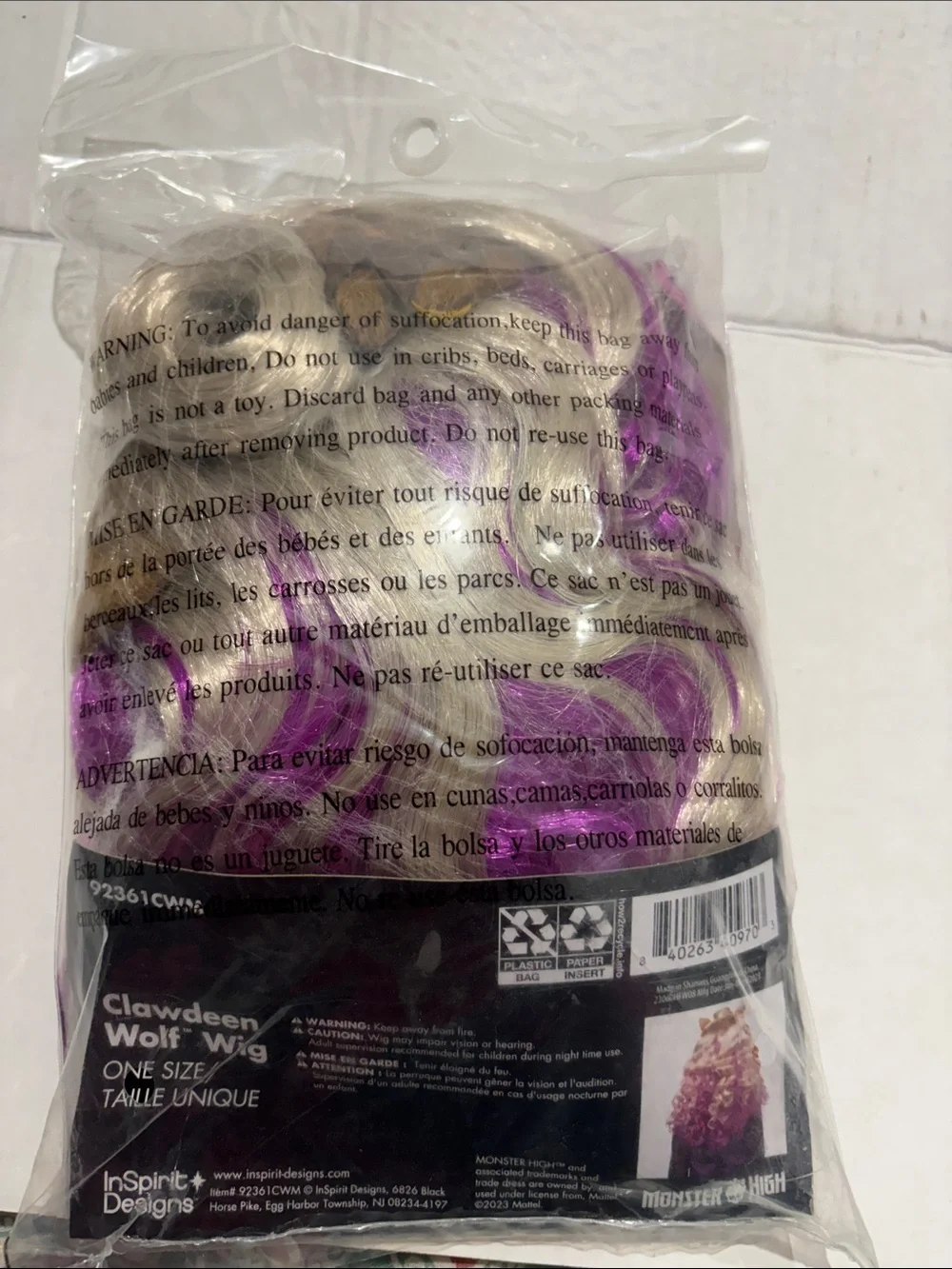 Monster High Blonde to Purple Ombre Clawdeen Wolf Childs wig